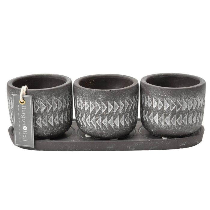 Burgon & Ball Aztec Pots - Set of 3 with Tray-6